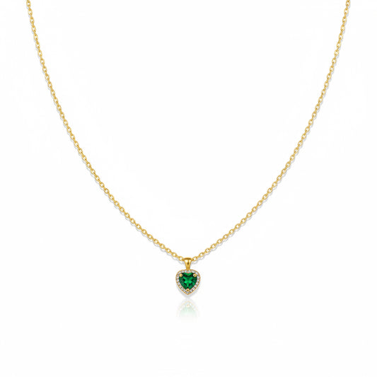 Oliva – Collar dorado con corazón verde
